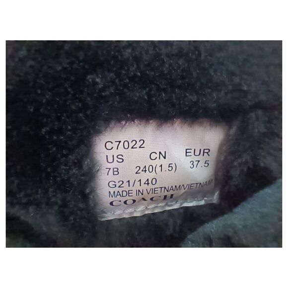 Coach Boots 7 Womens Black Signature Isa Suede Snow Flat Round Toe Low Comfort - Picture 11 of 12